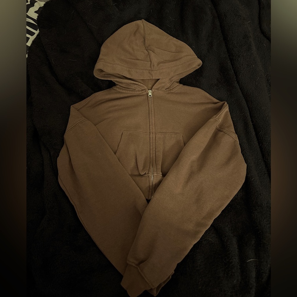 Crop brown zip up from H&M divided collection size xs